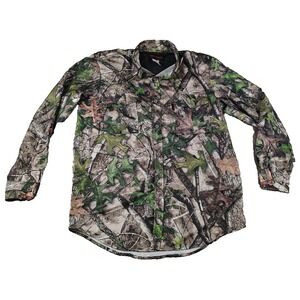 True Timber M Camo Long Sleeve Button Down Shirt Vented Polyester Hunting Light